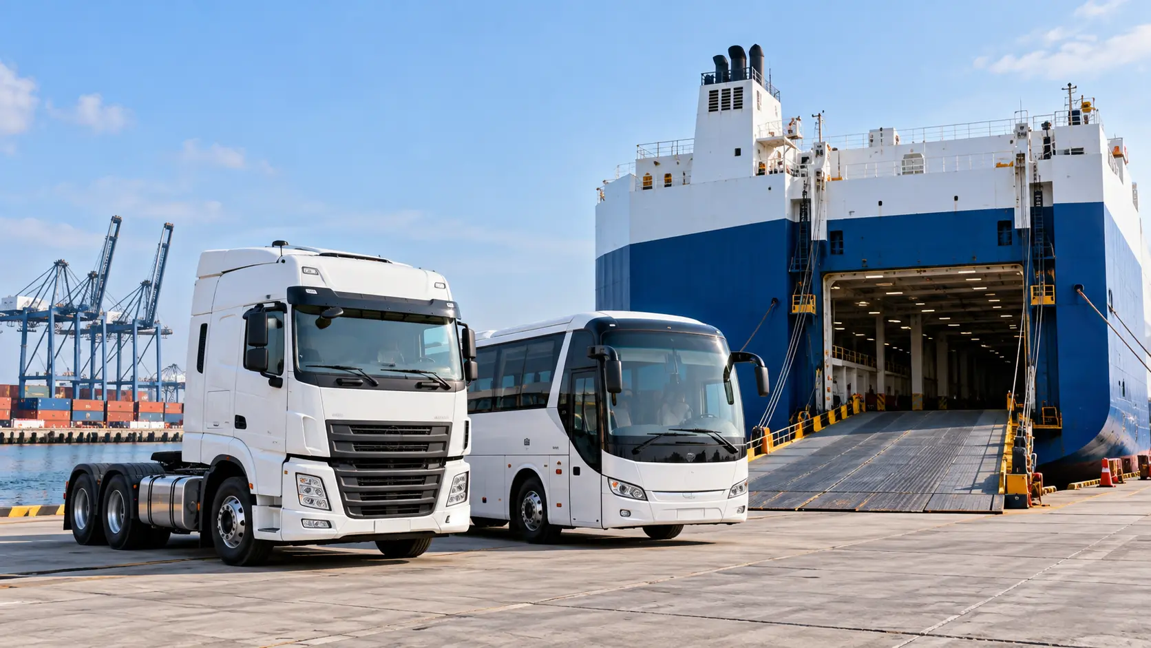 Trucks and buses shipped from Dubai