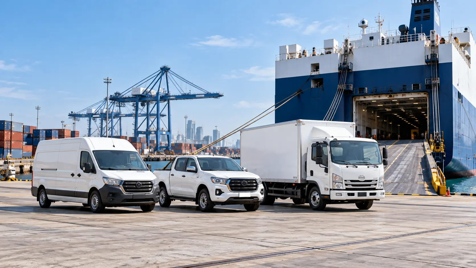 Commercial vehicles shipped internationally from Dubai